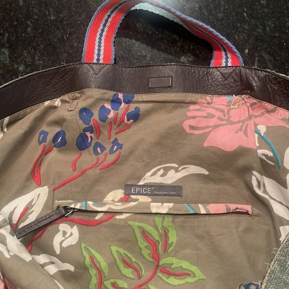 EPICE PARIS OLIVE LINEN COTTON TOTE - Picture 4 of 8